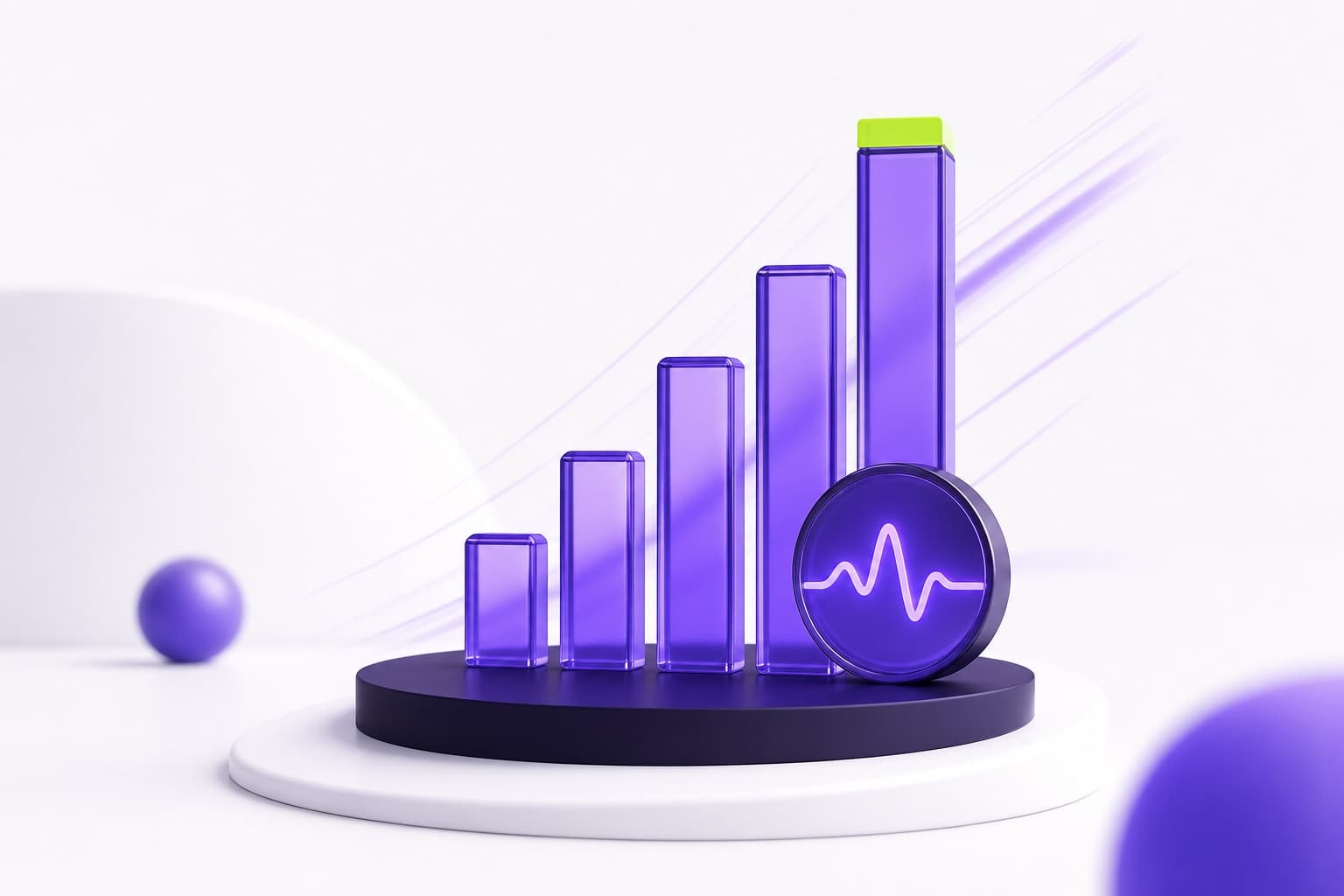 Rising glass bar chart measuring time saved